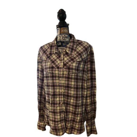 Shyanne Unique Accent Purple Western Cowgirl Long Sleeve Button Down Shirt Sz XL - Picture 7 of 16